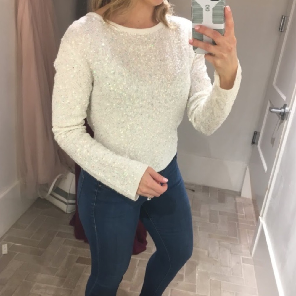 NWT BHLDN wedding sparkle sweater Ivory